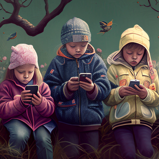 All the kids on their screens